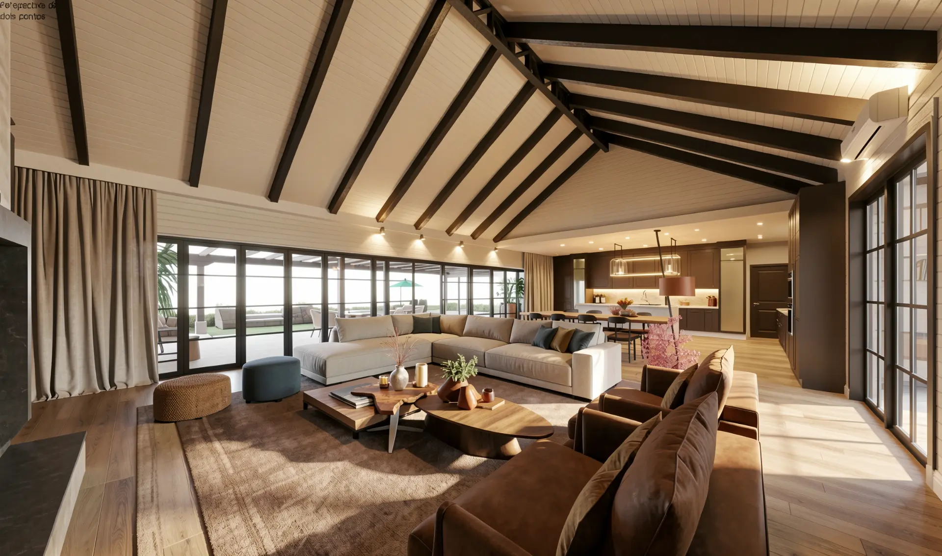 Sala com Vigas Aparentes — Interiores